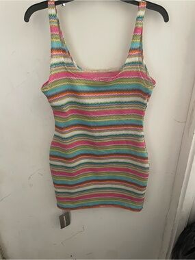 Missguided Multicolor Striped Crochet Midi Dress